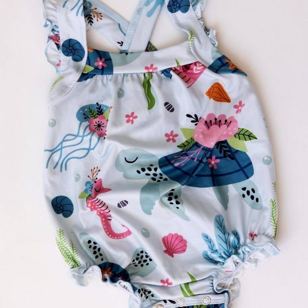 Mila & Rose Beachy Keen Ruffle Strappy Romper